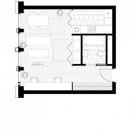 Студия 37 м²