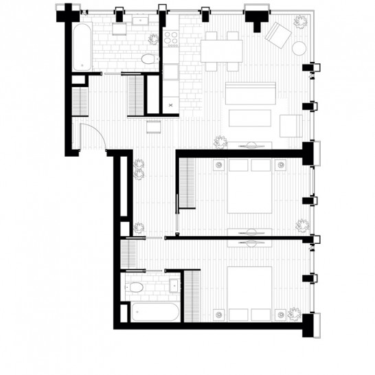 Однокомнатная квартира 75.5 м²